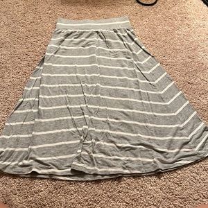 stripped grey and white skirt